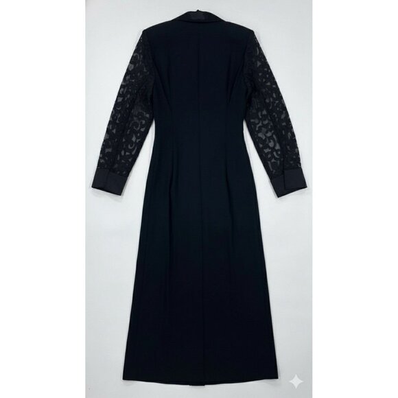 Amanda Lane Vtg Black Button Down Tailcoat Style Blouse w Silk Trim - Picture 5 of 5